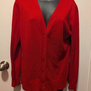 Vibrant Red Women's Cardigan Sweater